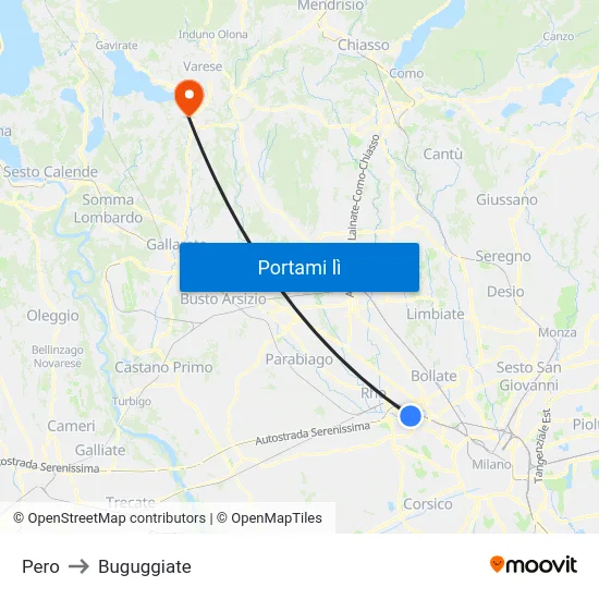 Pero to Buguggiate map