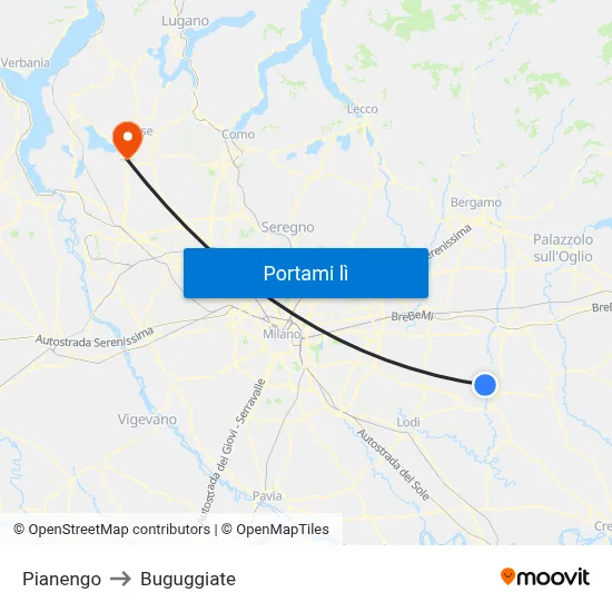 Pianengo to Buguggiate map