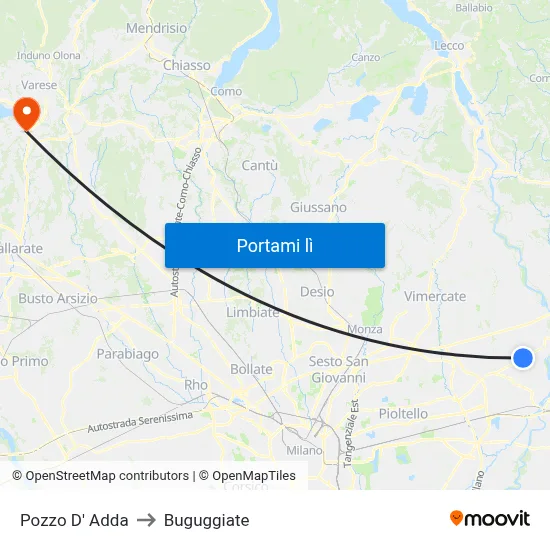 Pozzo D' Adda to Buguggiate map