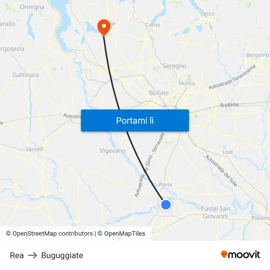 Rea to Buguggiate map