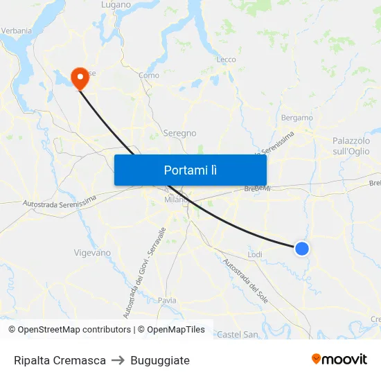 Ripalta Cremasca to Buguggiate map