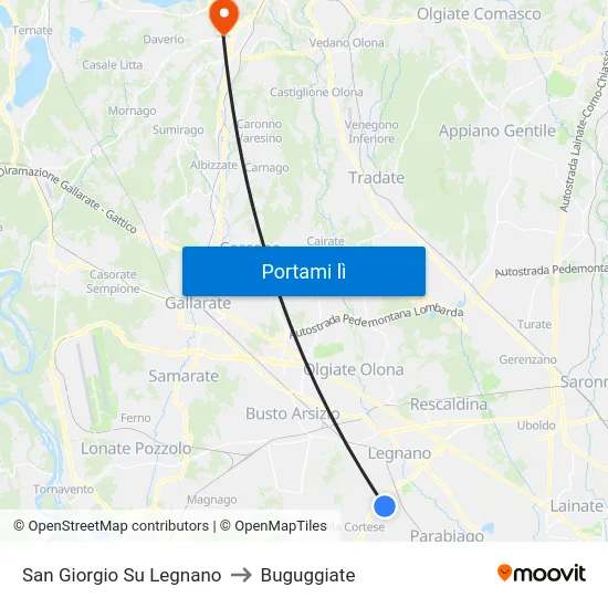 San Giorgio Su Legnano to Buguggiate map