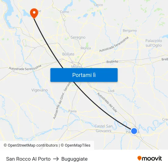 San Rocco Al Porto to Buguggiate map