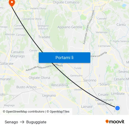 Senago to Buguggiate map