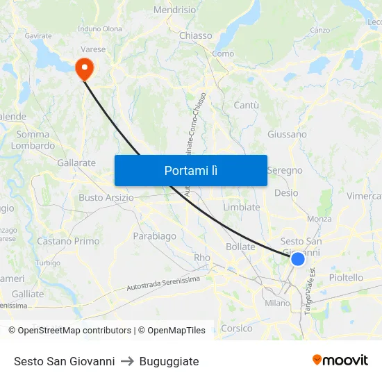 Sesto San Giovanni to Buguggiate map