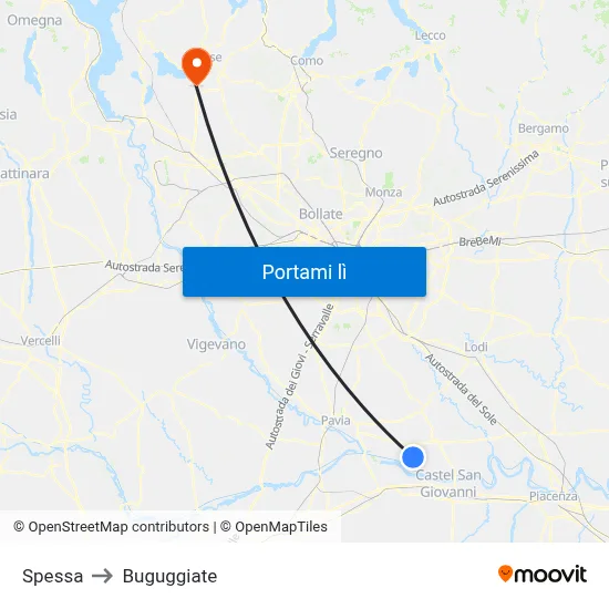 Spessa to Buguggiate map