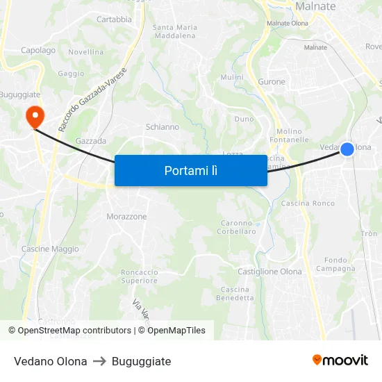 Vedano Olona to Buguggiate map