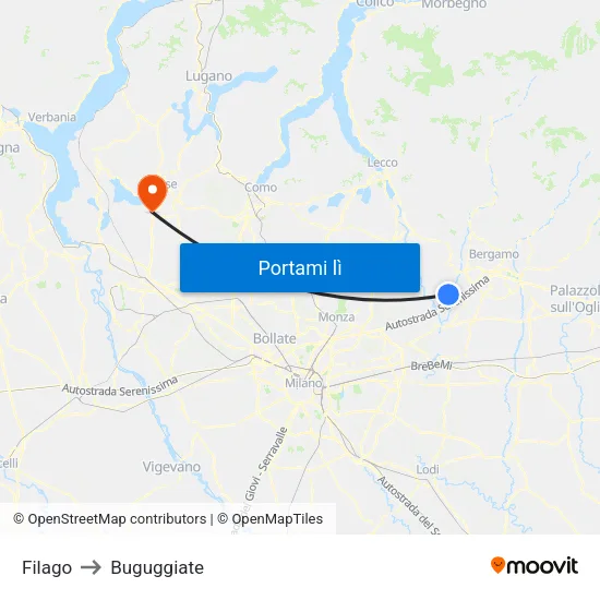 Filago to Buguggiate map