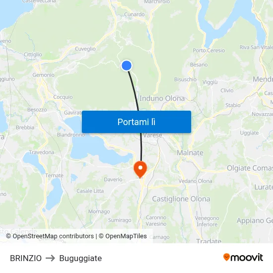 BRINZIO to Buguggiate map