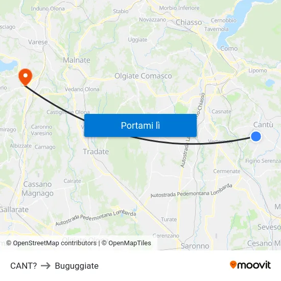 CANT? to Buguggiate map