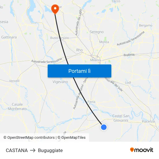 CASTANA to Buguggiate map