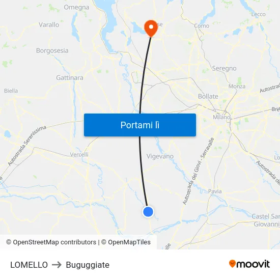 LOMELLO to Buguggiate map
