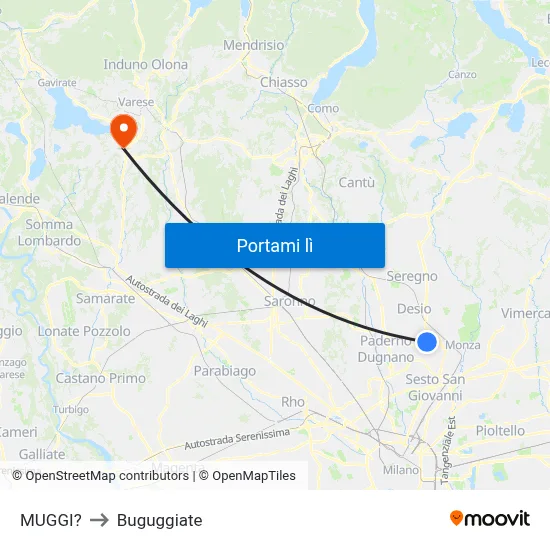 MUGGI? to Buguggiate map