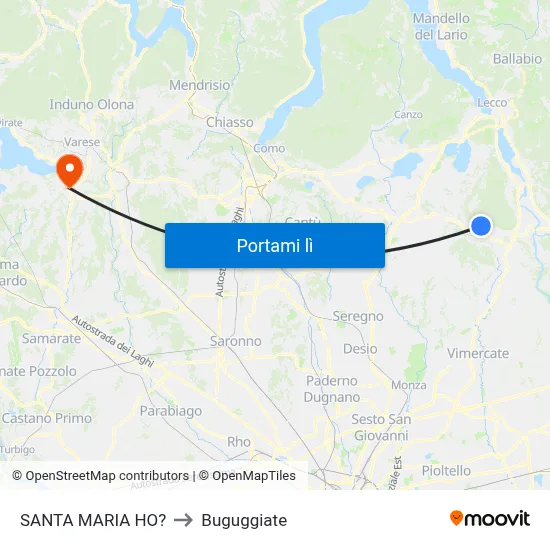 SANTA MARIA HO? to Buguggiate map