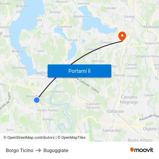 Borgo Ticino to Buguggiate map