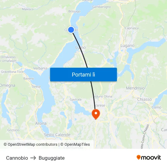 Cannobio to Buguggiate map