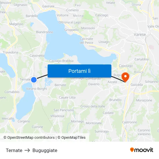 Ternate to Buguggiate map