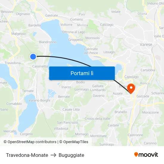 Travedona-Monate to Buguggiate map
