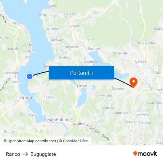 Ranco to Buguggiate map