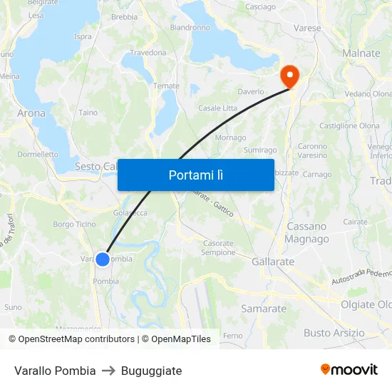 Varallo Pombia to Buguggiate map