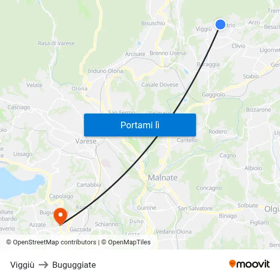 Viggiù to Buguggiate map