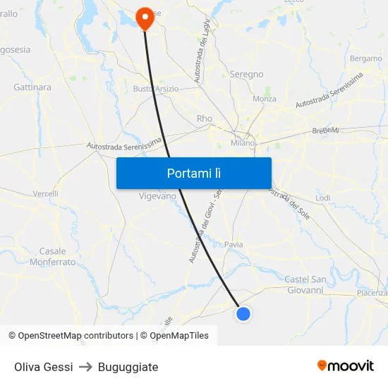 Oliva Gessi to Buguggiate map