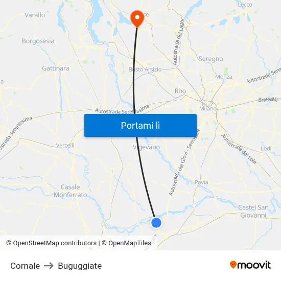 Cornale to Buguggiate map