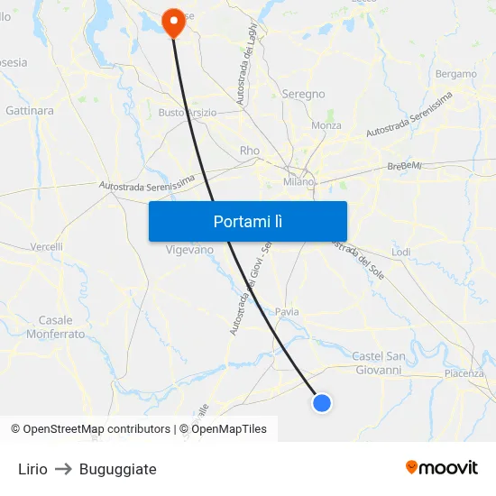 Lirio to Buguggiate map