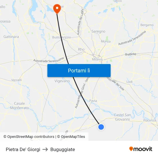 Pietra De' Giorgi to Buguggiate map