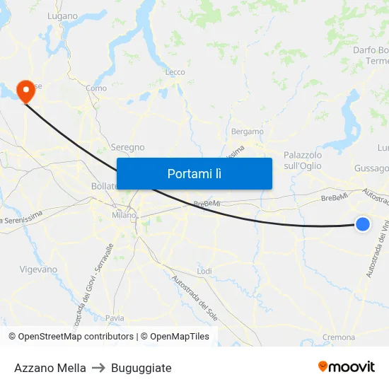 Azzano Mella to Buguggiate map