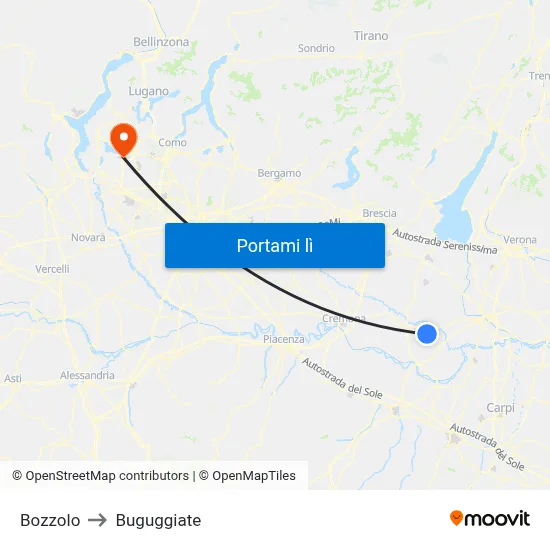 Bozzolo to Buguggiate map