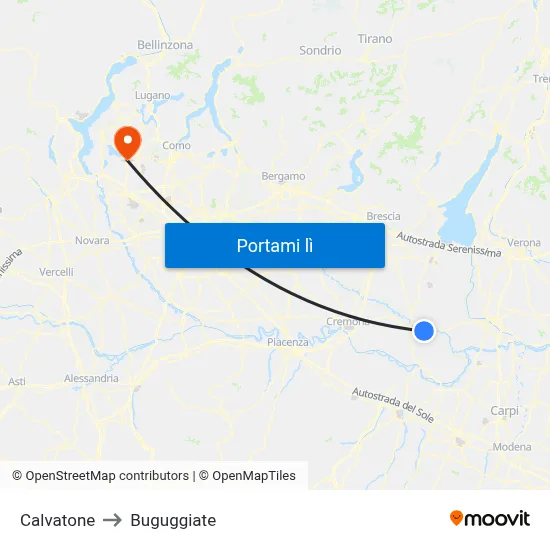 Calvatone to Buguggiate map