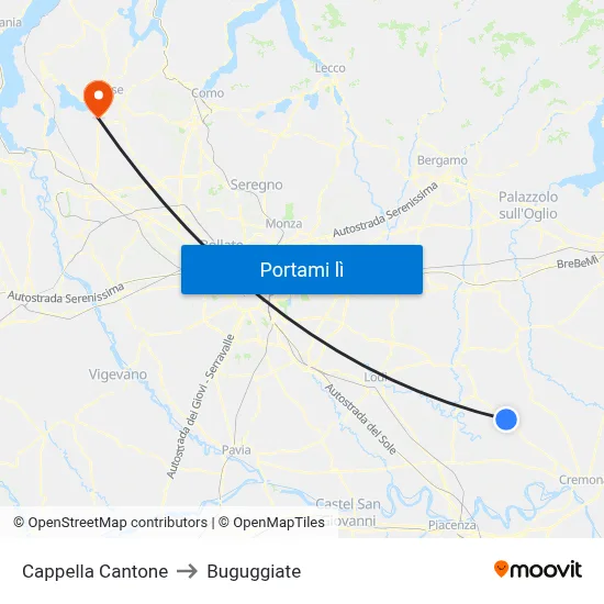 Cappella Cantone to Buguggiate map