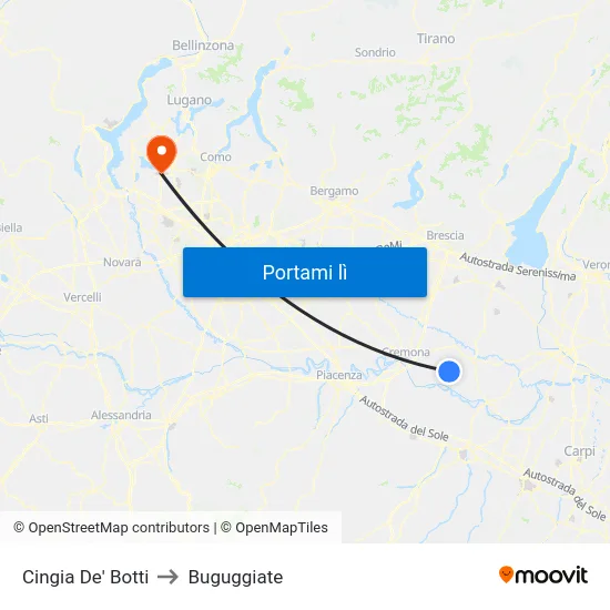 Cingia De' Botti to Buguggiate map