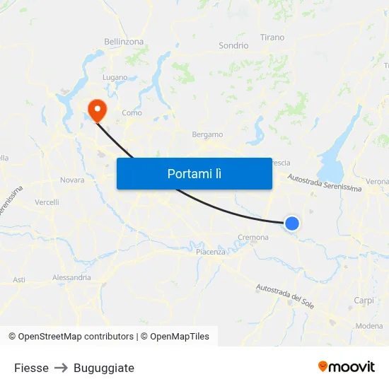 Fiesse to Buguggiate map