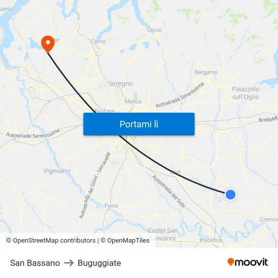 San Bassano to Buguggiate map