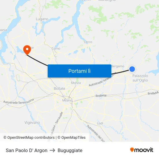San Paolo D' Argon to Buguggiate map