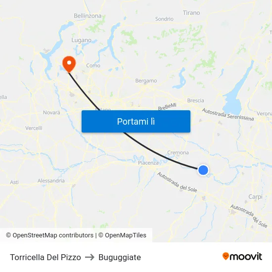 Torricella Del Pizzo to Buguggiate map