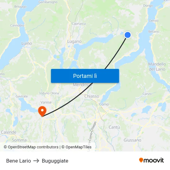 Bene Lario to Buguggiate map