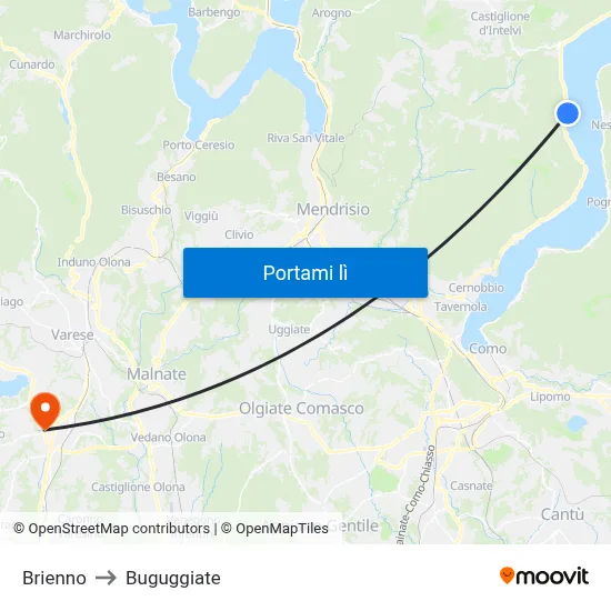 Brienno to Buguggiate map