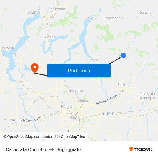 Camerata Cornello to Buguggiate map