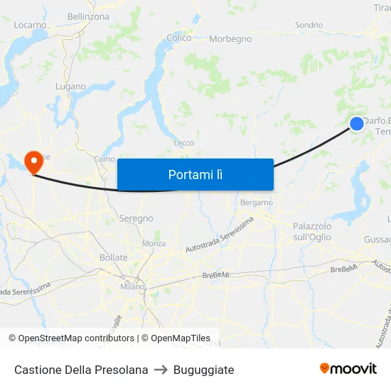 Castione Della Presolana to Buguggiate map