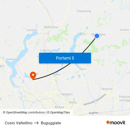 Cosio Valtellino to Buguggiate map
