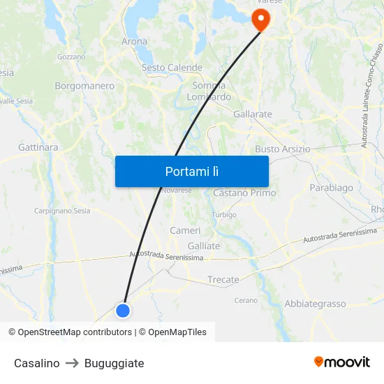 Casalino to Buguggiate map