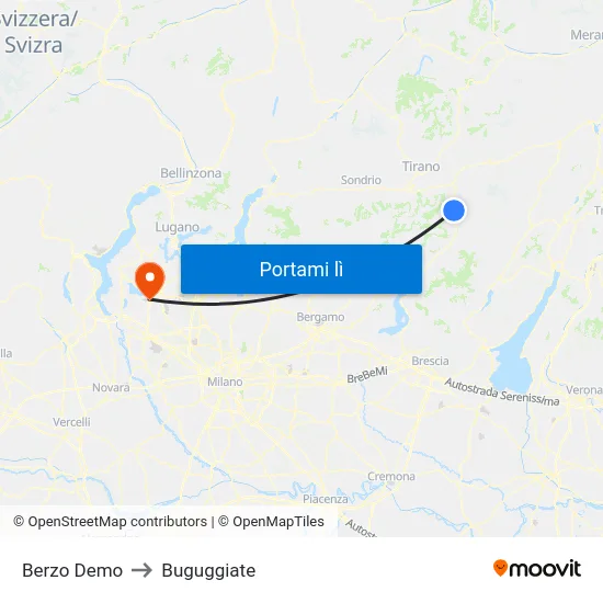 Berzo Demo to Buguggiate map