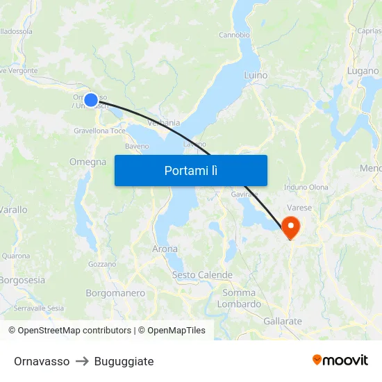 Ornavasso to Buguggiate map