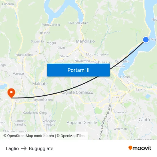 Laglio to Buguggiate map