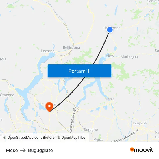 Mese to Buguggiate map