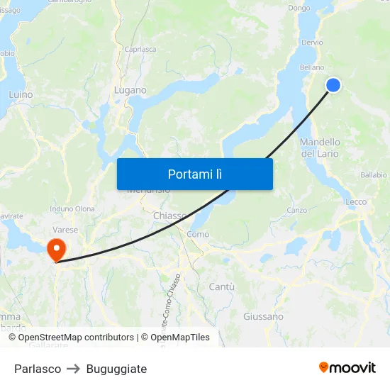 Parlasco to Buguggiate map