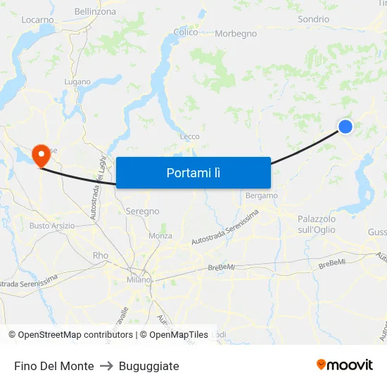 Fino Del Monte to Buguggiate map